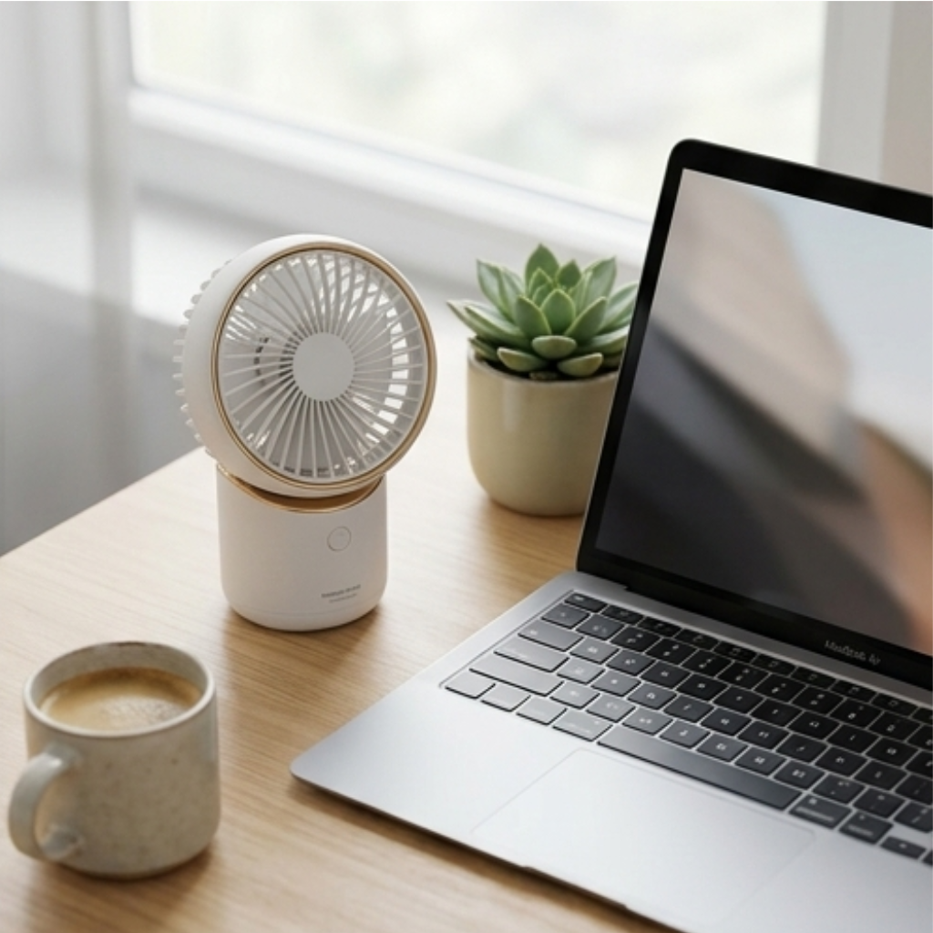 Premium Desktop Mini Fan – Portable USB Rechargeable Personal Cooling Fan for Office & Home